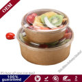 Eco Disposable Brown Kraft Paper Salad Cup Fruit Bowl with Lid Food Packaging Rice Bowl